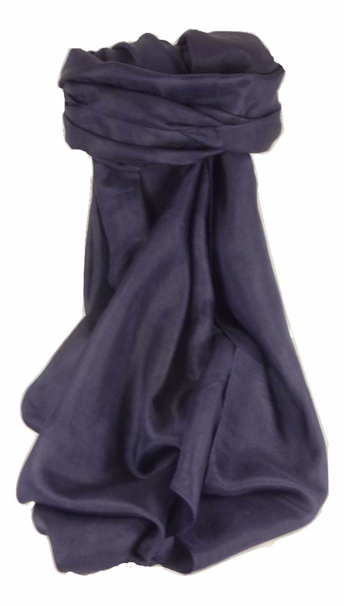 Per Uomo Sciarpa Quadrata Seta di Gelso Dark Blue da Pashmina & Silk