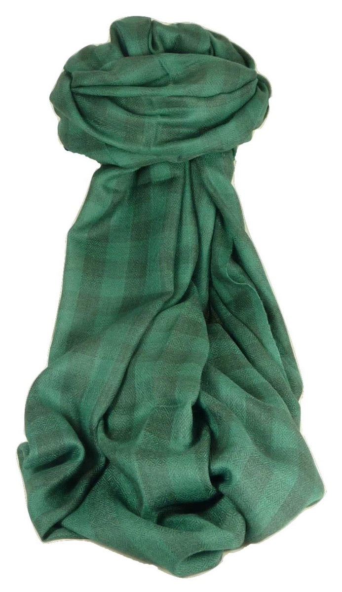 Cachemire Prima Qualità Muffler Sciarpa Srinagar Medium Check Emerald da Pashmina & Silk