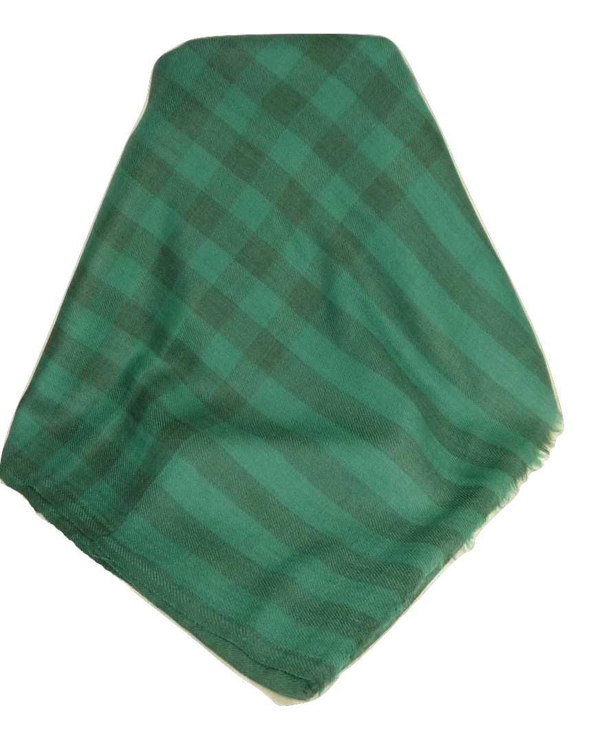 Cachemire Prima Qualità Muffler Sciarpa Srinagar Large Check Emerald da Pashmina & Silk