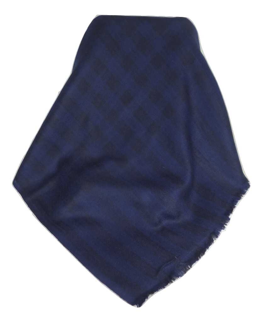 Cachemire Prima Qualità Muffler Sciarpa Srinagar Medium Check Dark Blue da Pashmina & Silk