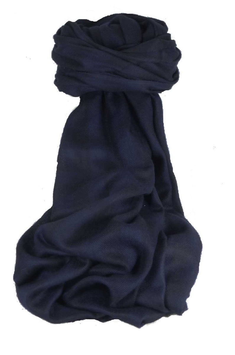 Cachemire Prima Qualità Muffler Sciarpa Srinagar Large Check Dark Blue da Pashmina & Silk