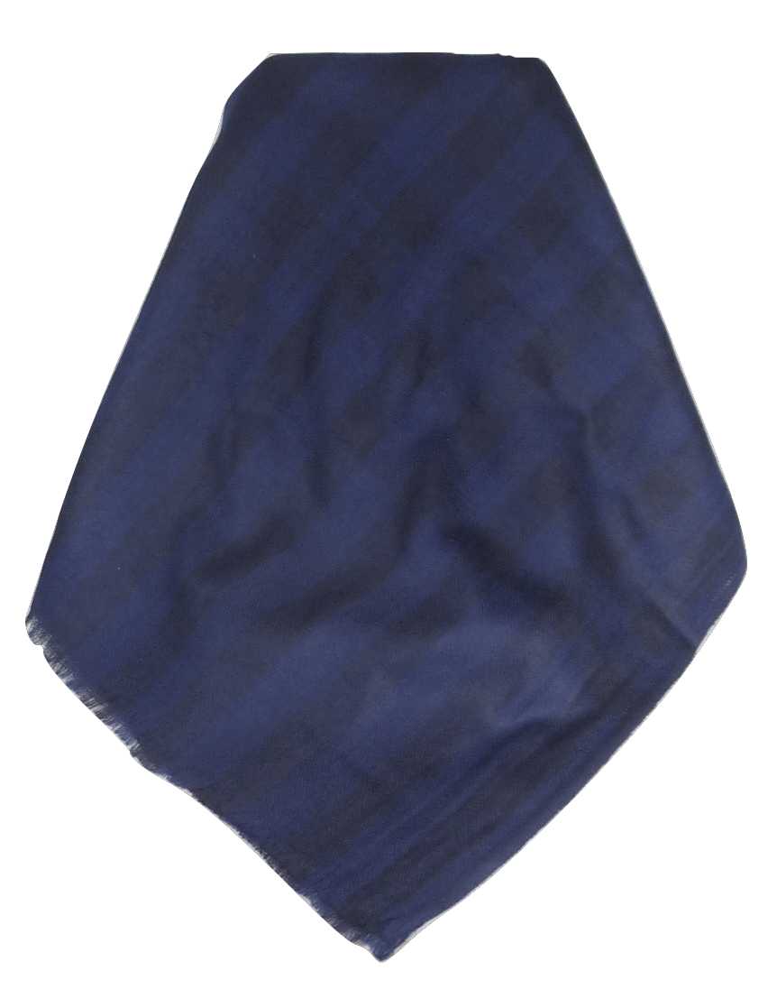 Cachemire Prima Qualità Muffler Sciarpa Srinagar Large Check Dark Blue da Pashmina & Silk