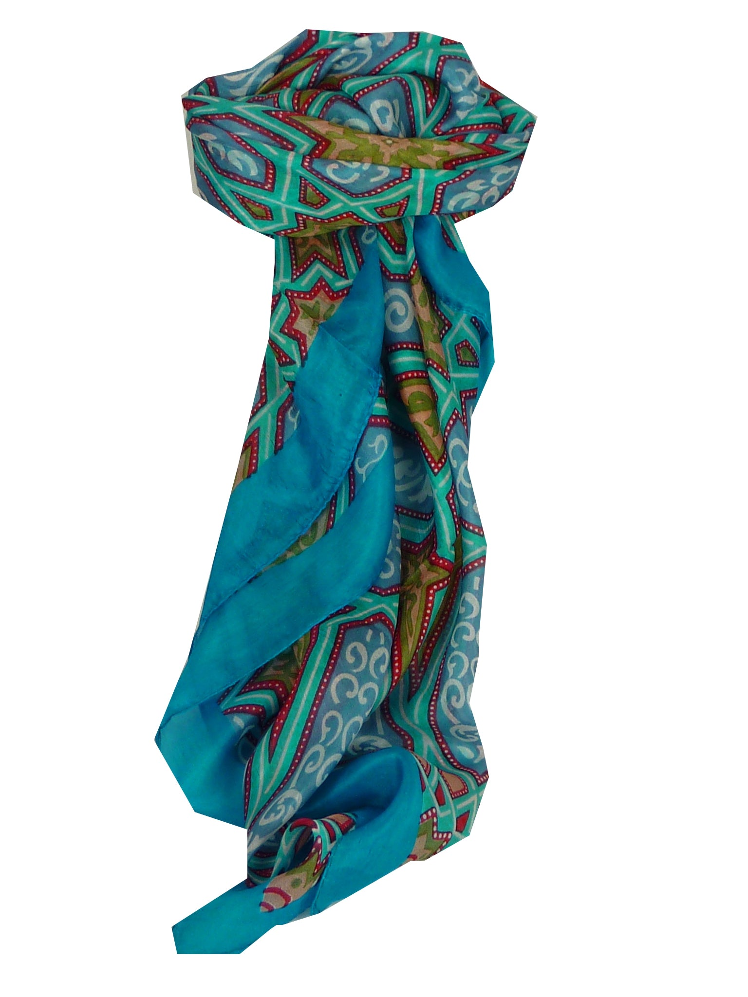 Sciarpa Quadrata Contemporary Seta di Gelso Tura Aquamarine da Pashmina & Silk
