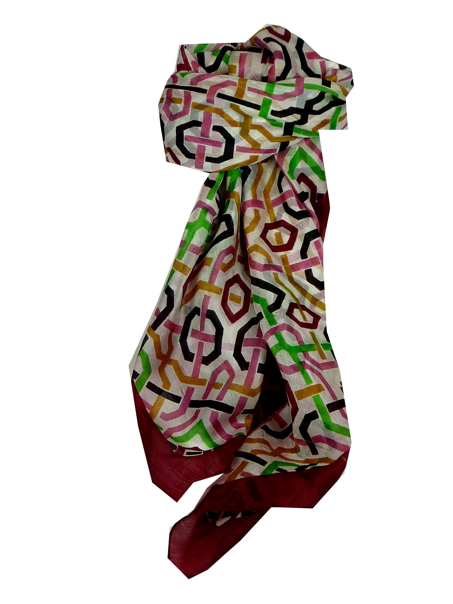 Sciarpa Quadrata Contemporary Seta di Gelso Joti Wine da Pashmina & Silk