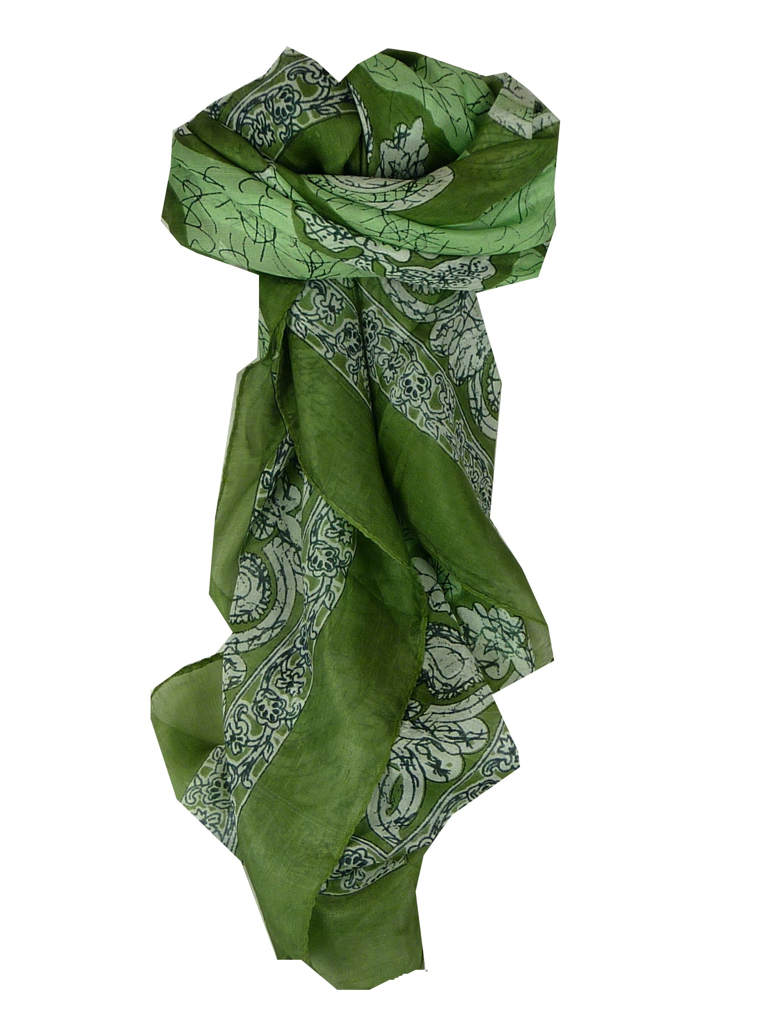 Mulberry Silk Classic Square Scarf Zahra Green by Pashmina & Silk