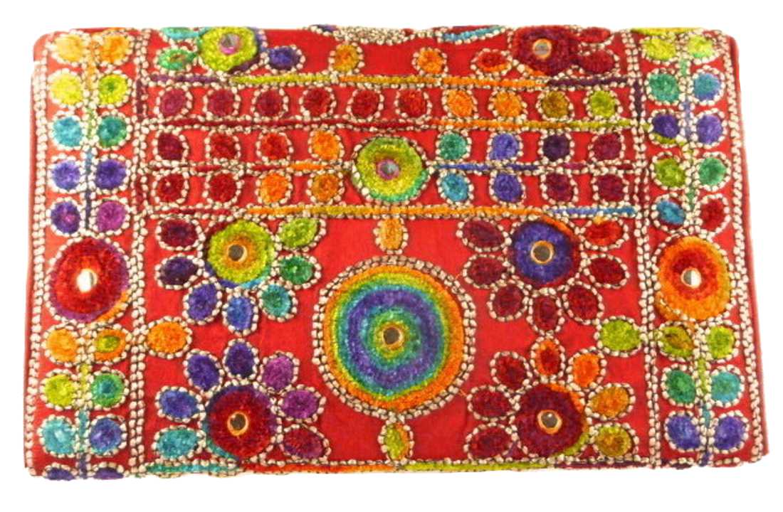 Silk Handbag Peacock Clutch Scarlet by Silk Sauvage at Pashmina & Silk