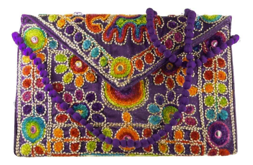Silk Handbag Peacock Clutch Violet by Silk Sauvage at Pashmina & Silk
