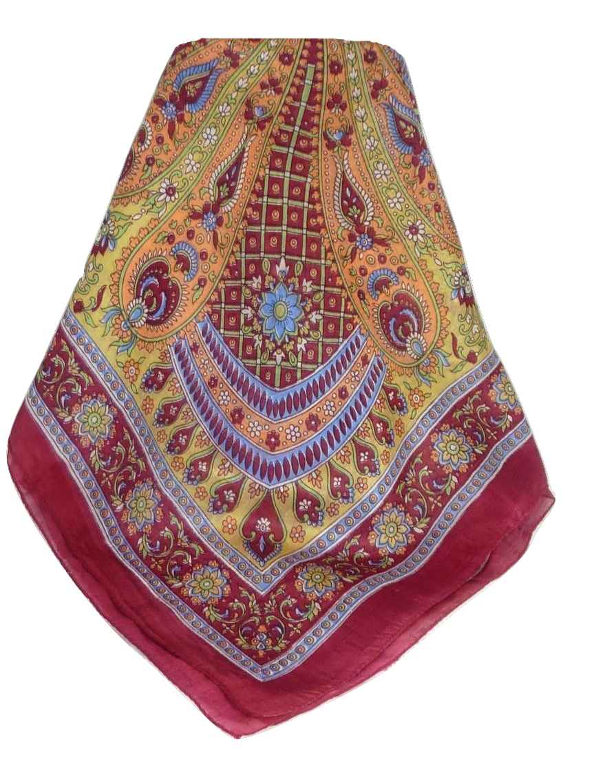 Classic Sciarpa Quadrata Seta di Gelso Ushma Wine da Pashmina & Silk