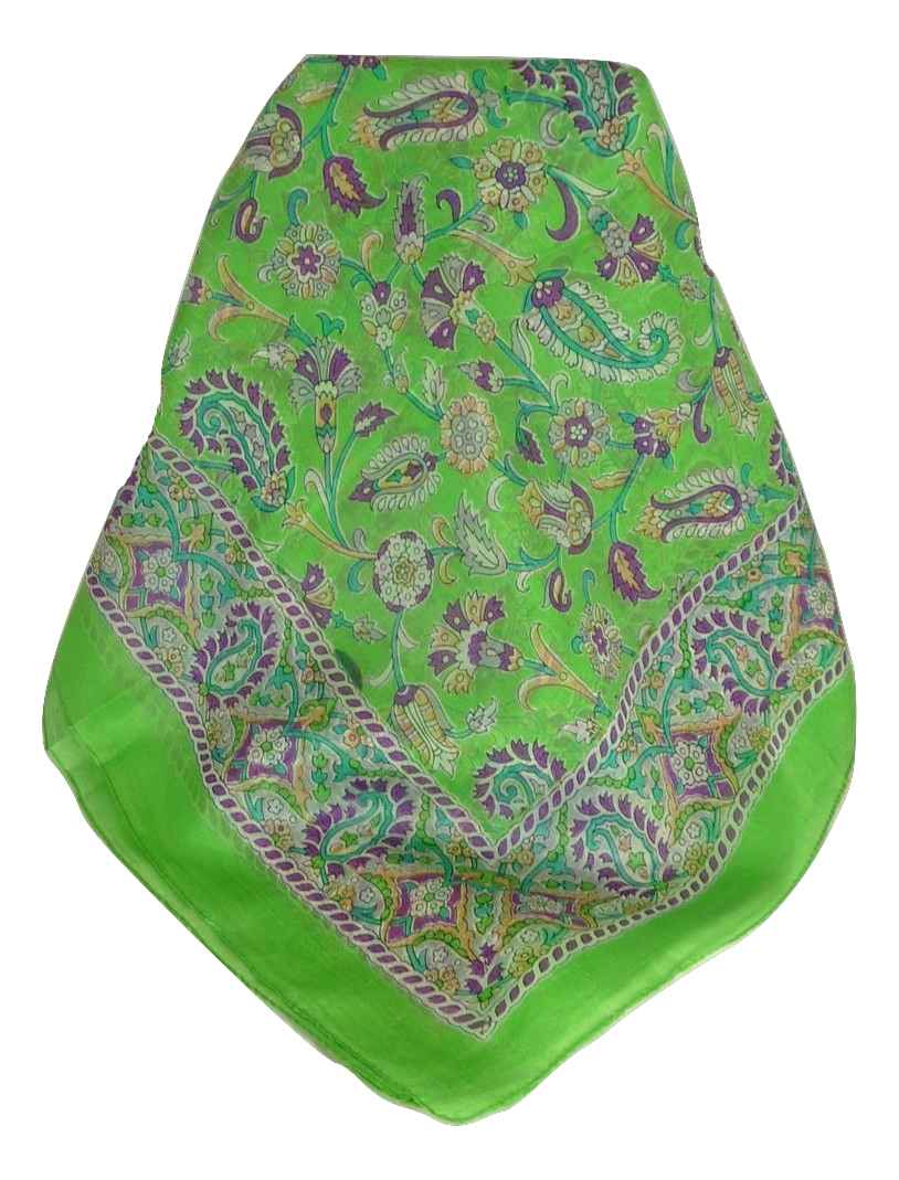 Mulberry Silk Classic Square Scarf Tashi Citron Vert by Pashmina & Silk
