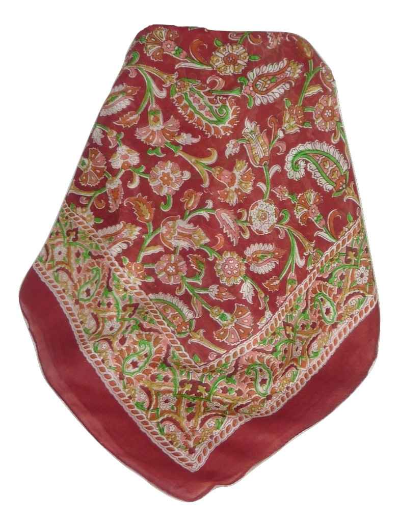 Mulberry Silk Classic Square Scarf Tashi Wine by Pashmina & Silk
