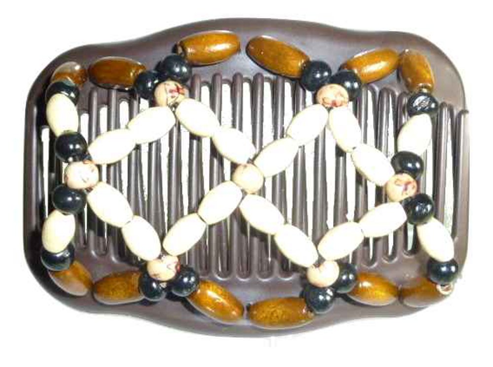 Chignon Comb 711 Ivory & Tan from TIKITIBOO by Pashmina & Silk