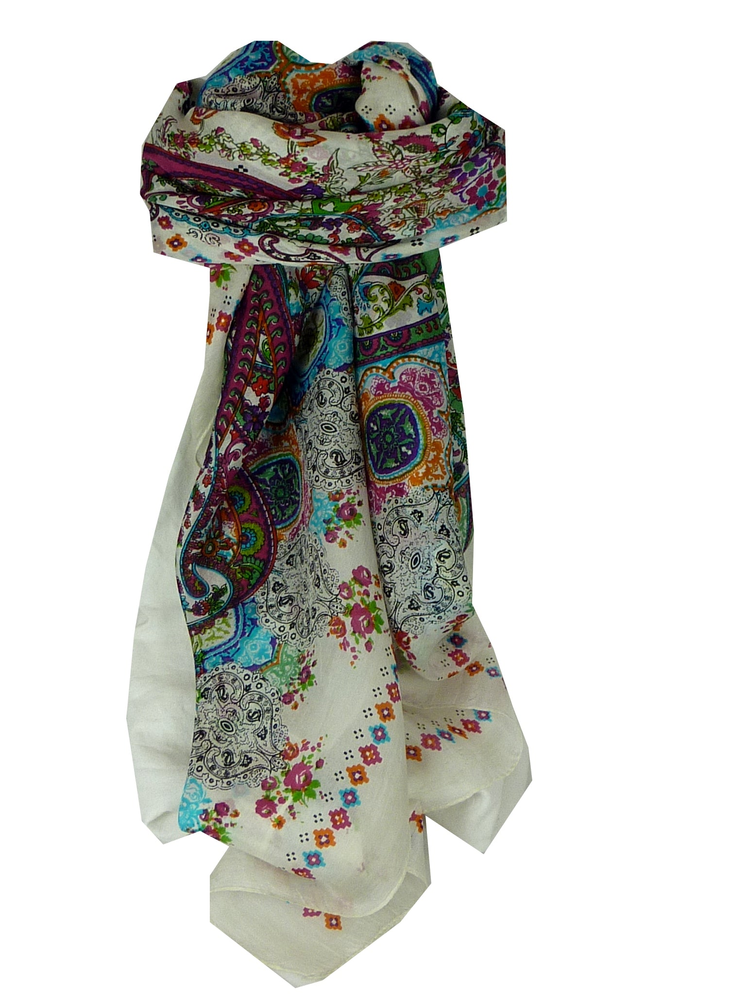 Classic Sciarpa Quadrata Seta di Gelso Priya Ivory da Pashmina & Silk