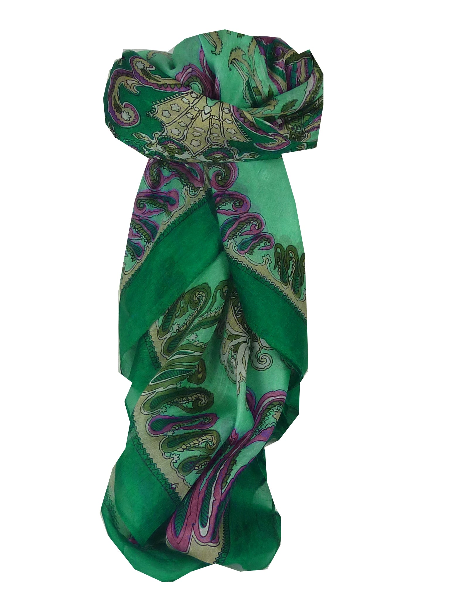 Classic Sciarpa Quadrata Seta di Gelso Querim Green da Pashmina & Silk