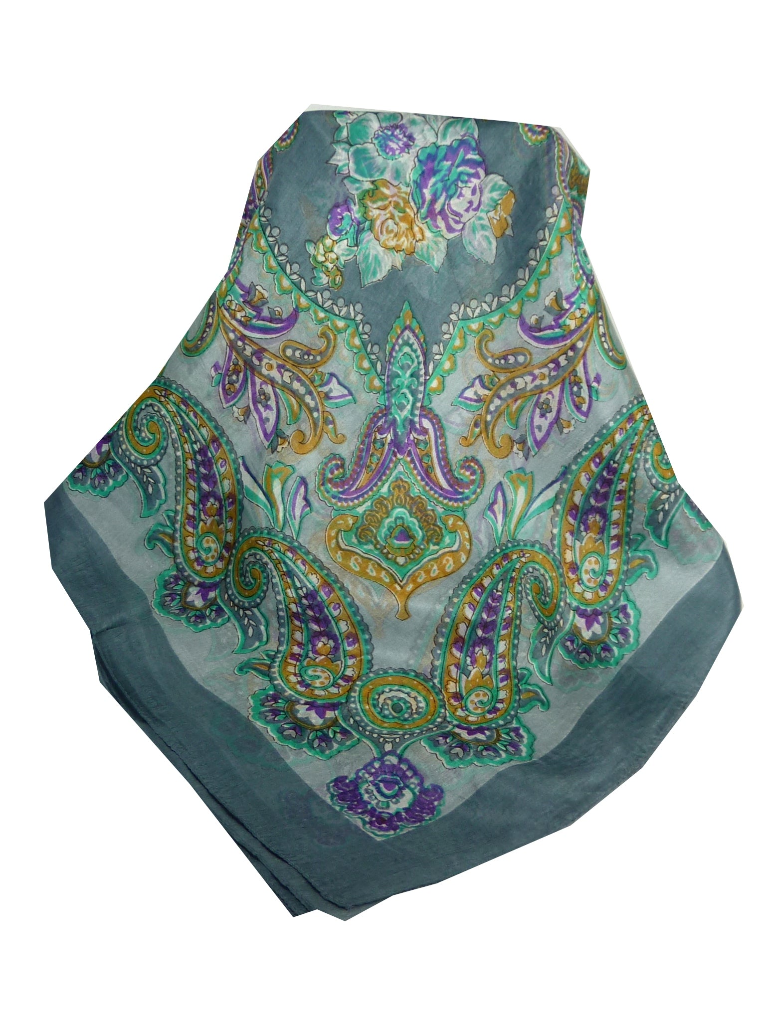 Mulberry Silk Classic Square Scarf Orissa Grey by Pashmina & Silk
