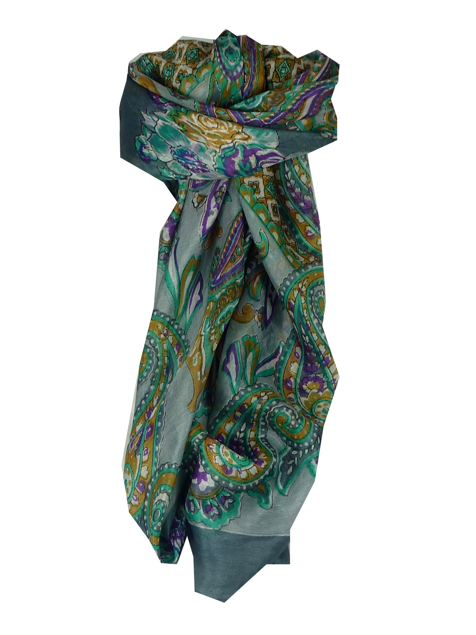 Mulberry Silk Classic Square Scarf Orissa Grey by Pashmina & Silk