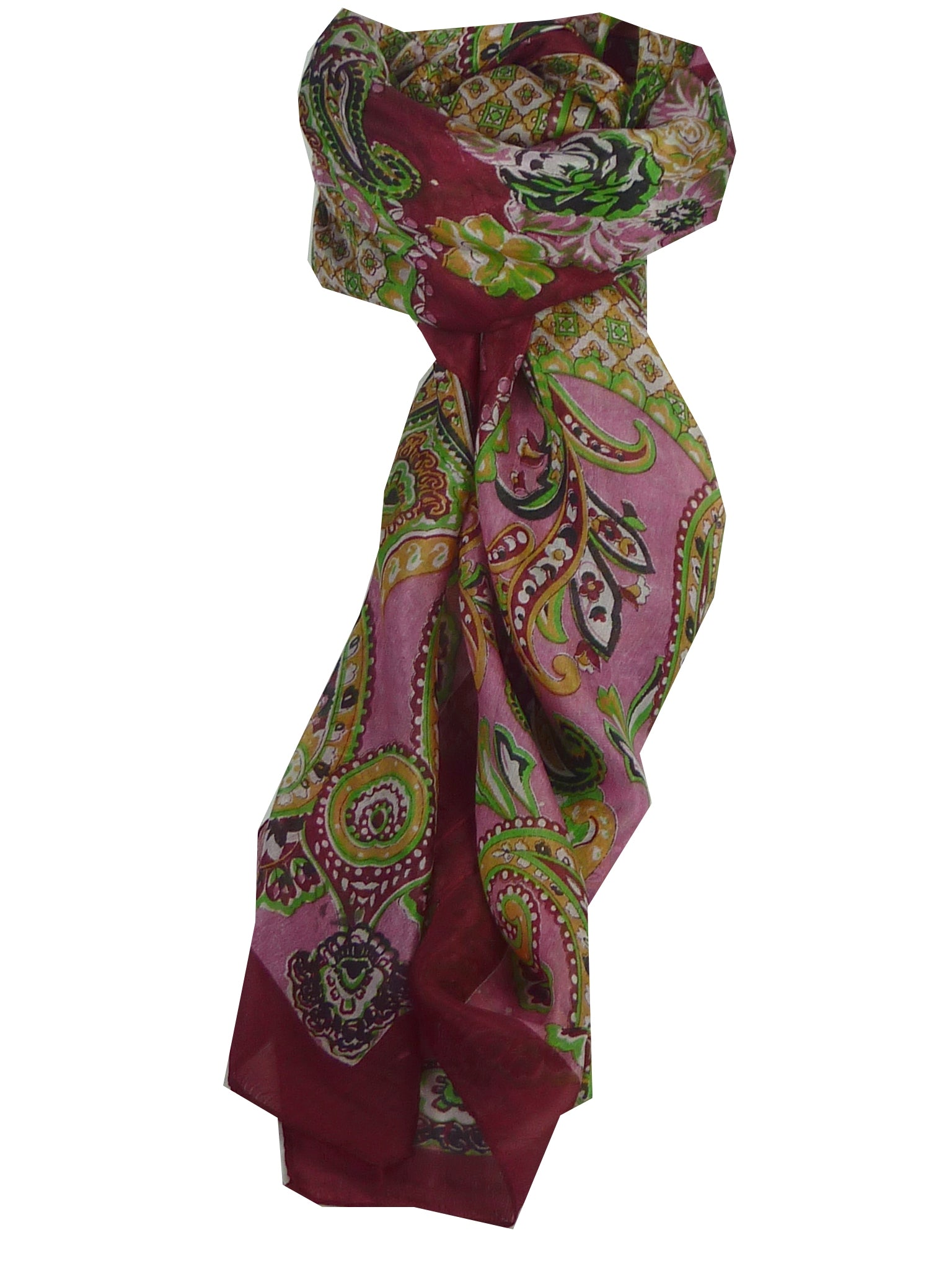 Mulberry Silk Classic Square Scarf Orissa Cerise by Pashmina & Silk
