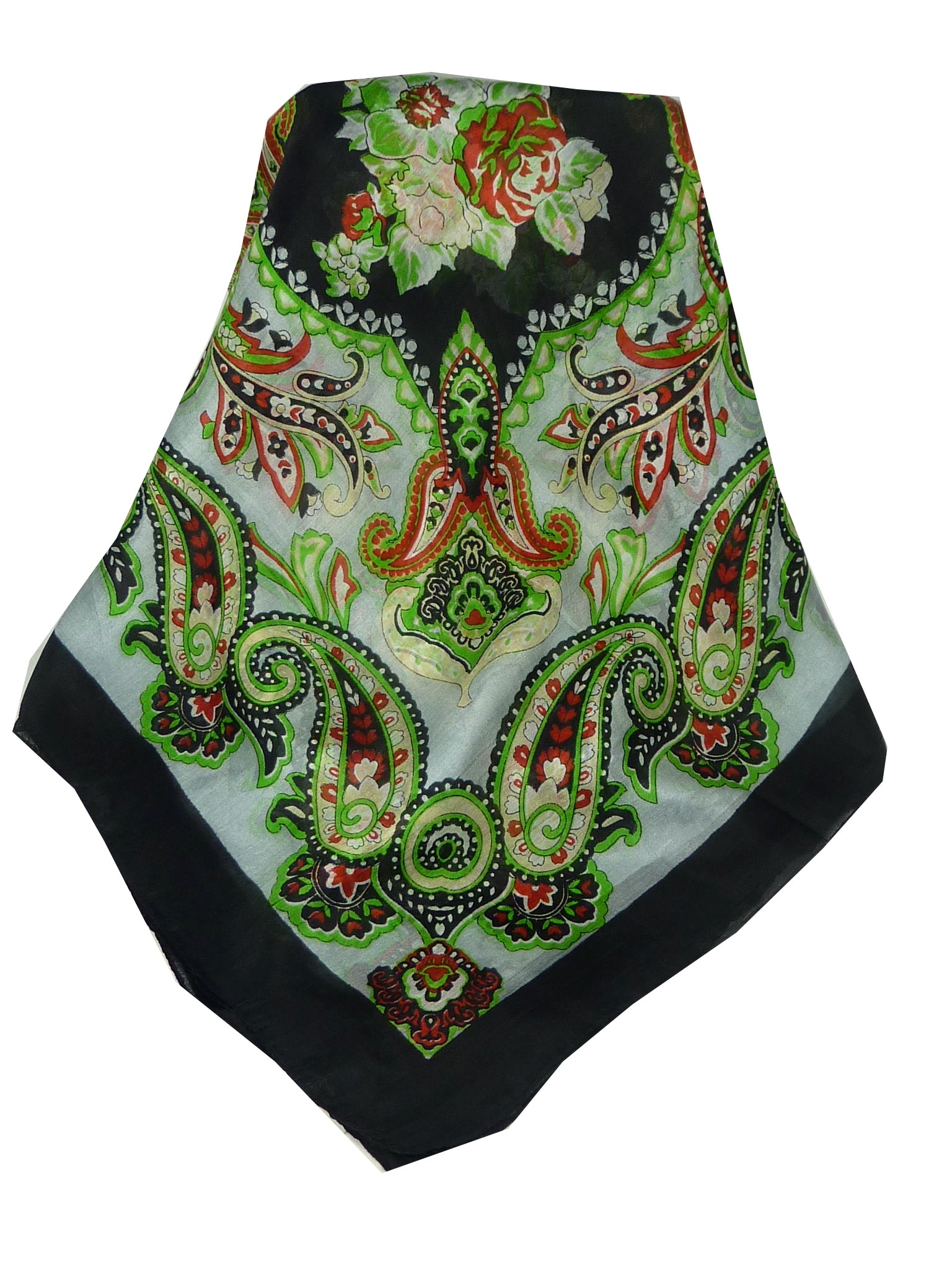 Mulberry Silk Classic Square Scarf Orissa Black by Pashmina & Silk