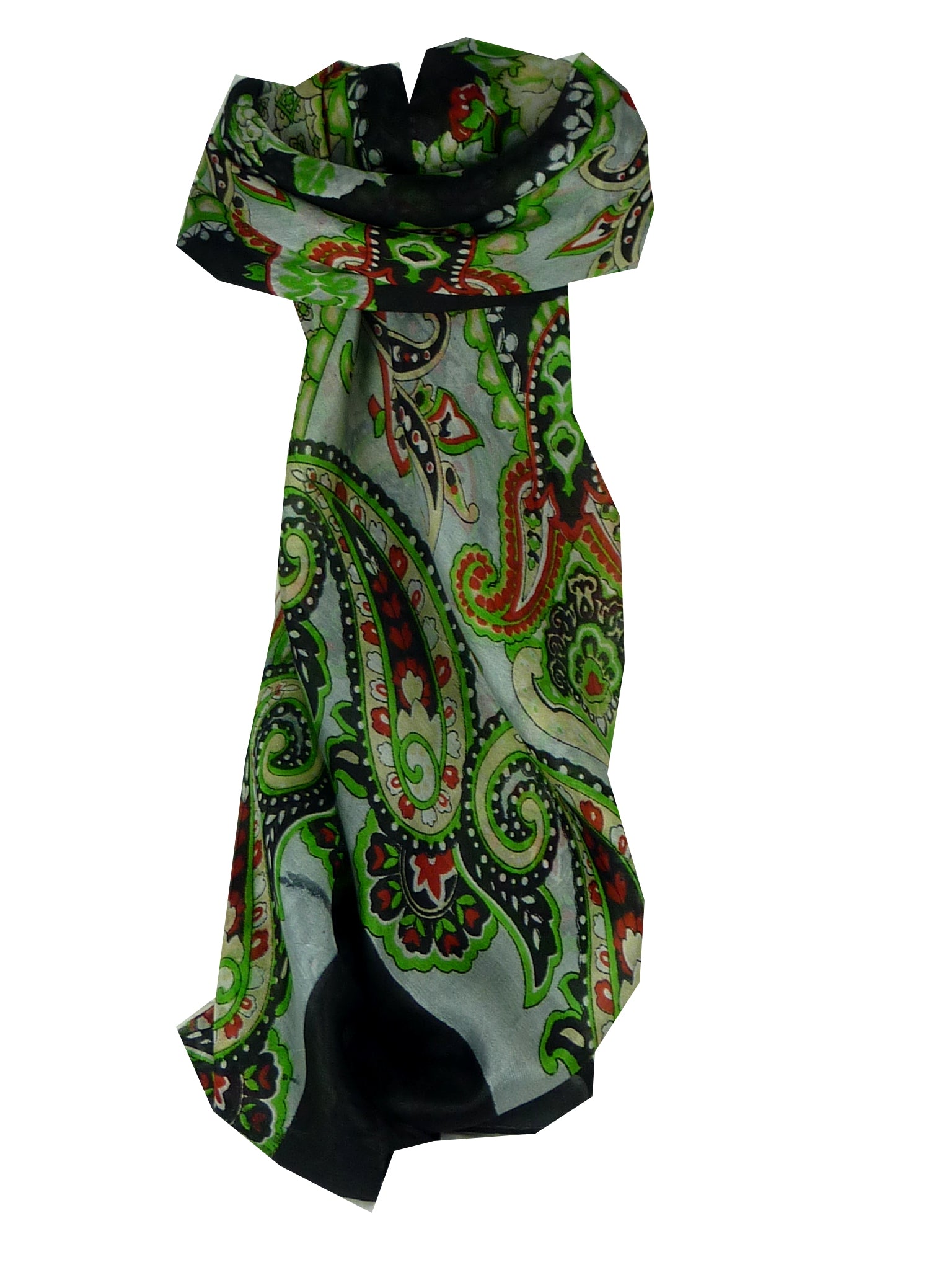 Mulberry Silk Classic Square Scarf Orissa Black by Pashmina & Silk