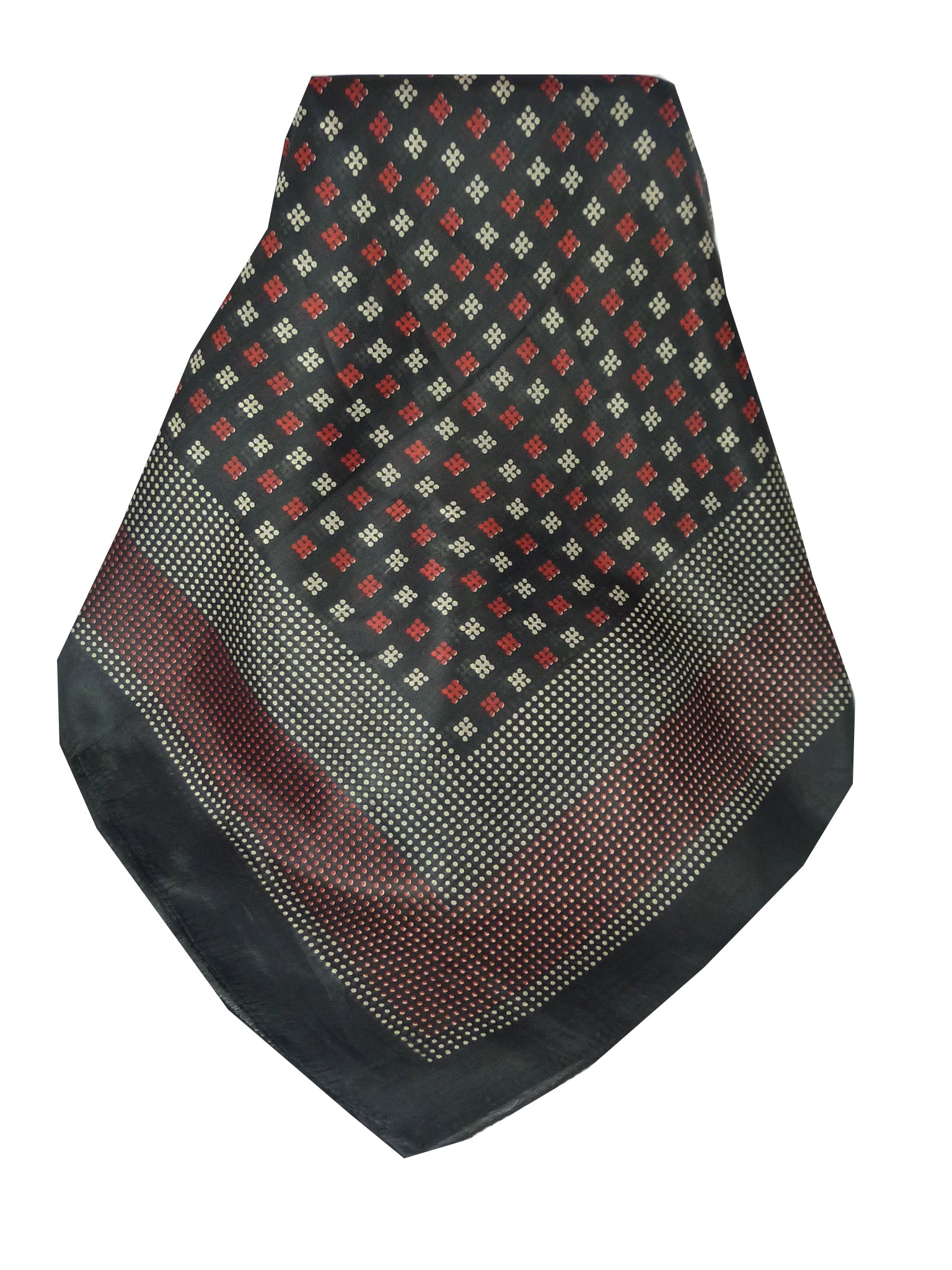 Mulberry Silk Classic Square Scarf Ojal Black & Red by Pashmina & Silk
