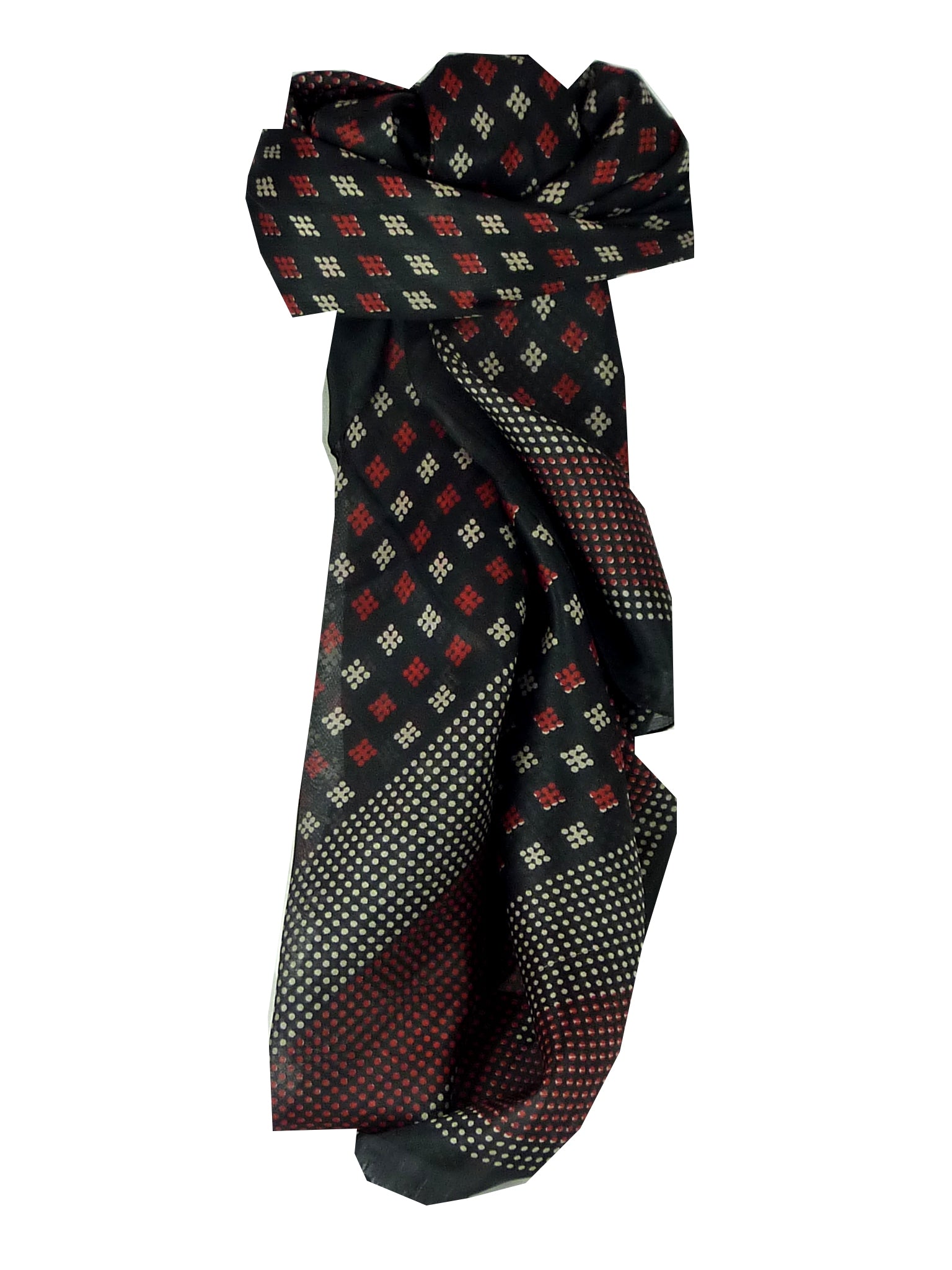 Mulberry Silk Classic Square Scarf Ojal Black & Red by Pashmina & Silk