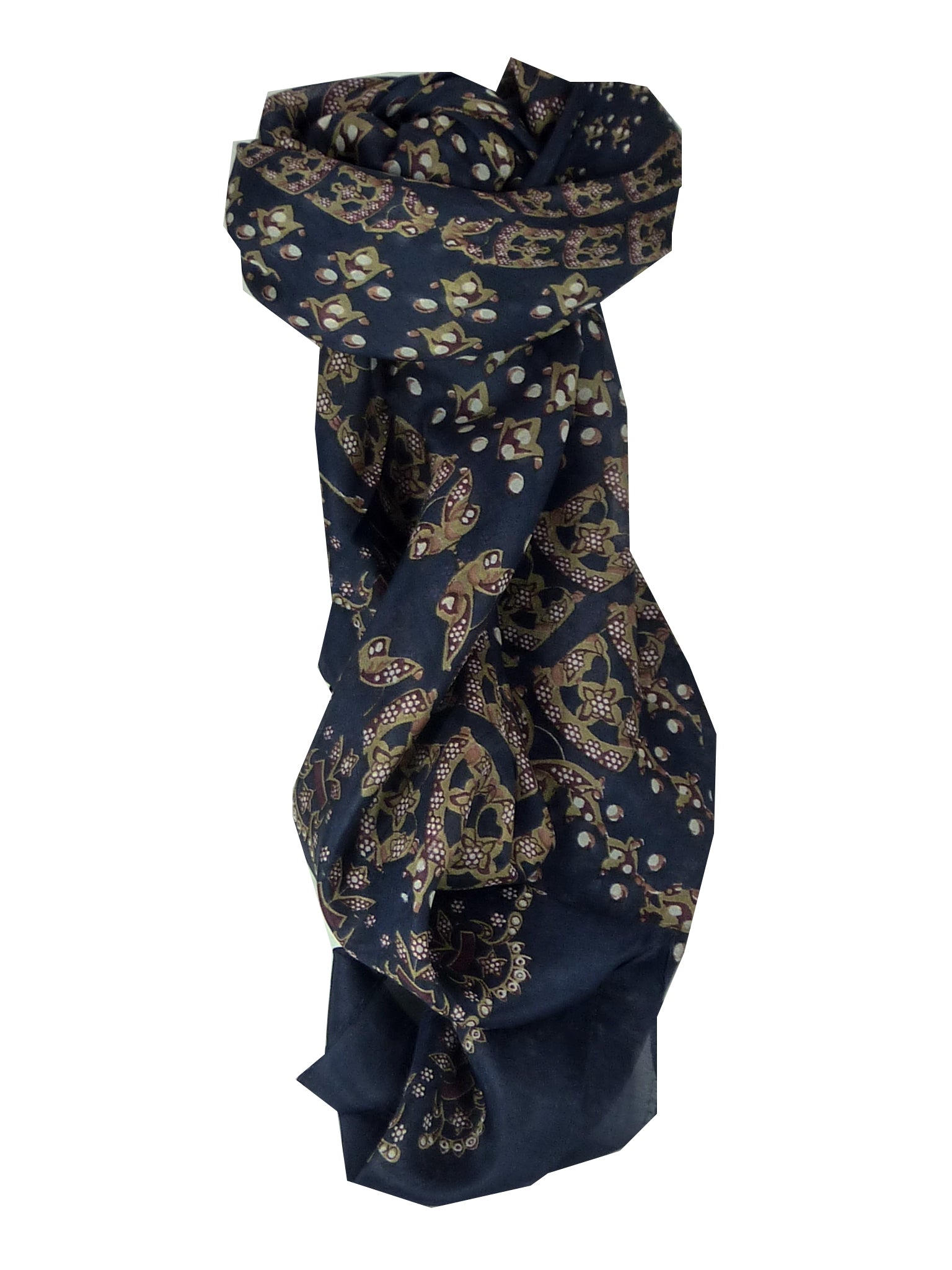 Mulberry Silk Classic Square Scarf Hiral Navy by Pashmina & Silk