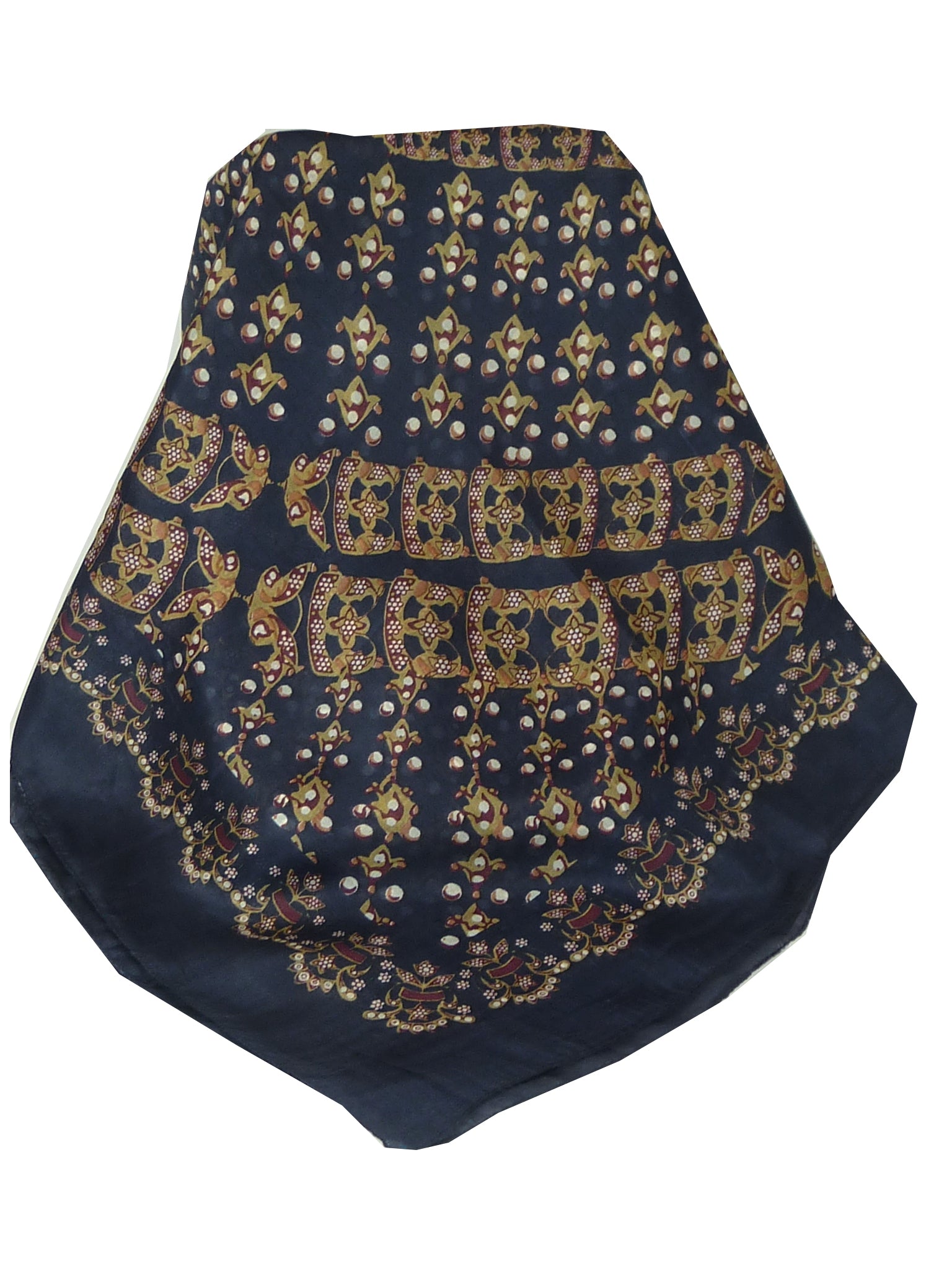 Mulberry Silk Classic Square Scarf Hiral Navy by Pashmina & Silk