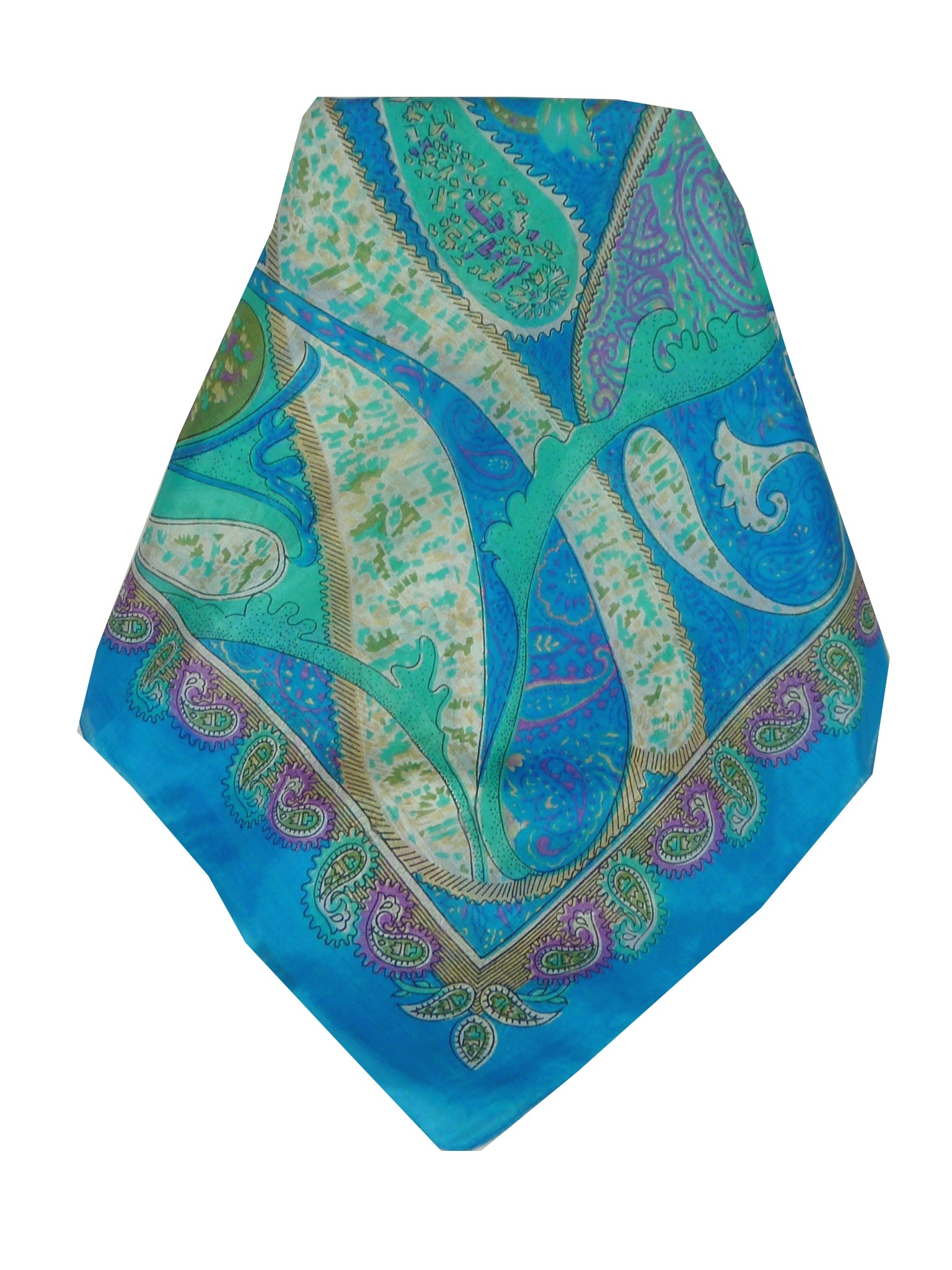 Classic Sciarpa Quadrata Seta di Gelso Indore Aquamarine da Pashmina & Silk
