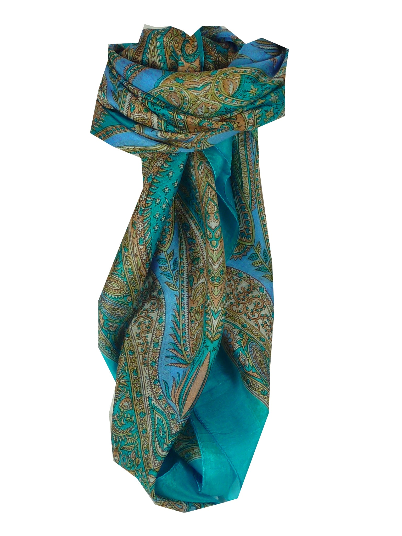 Mulberry Silk Classic Square Scarf Harisa Aquamarine by Pashmina & Silk
