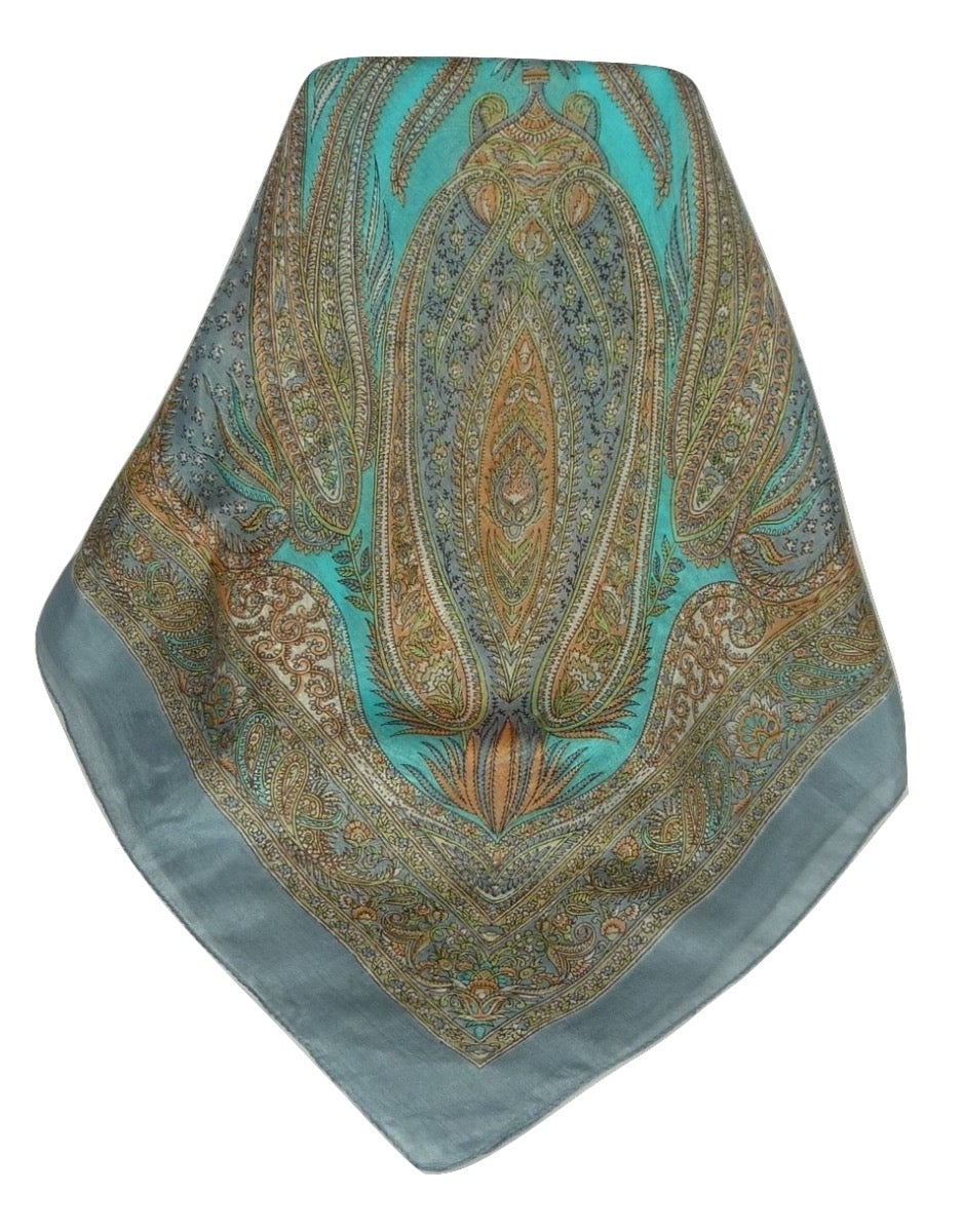 Mulberry Silk Classic Square Scarf Harisa Grey by Pashmina & Silk