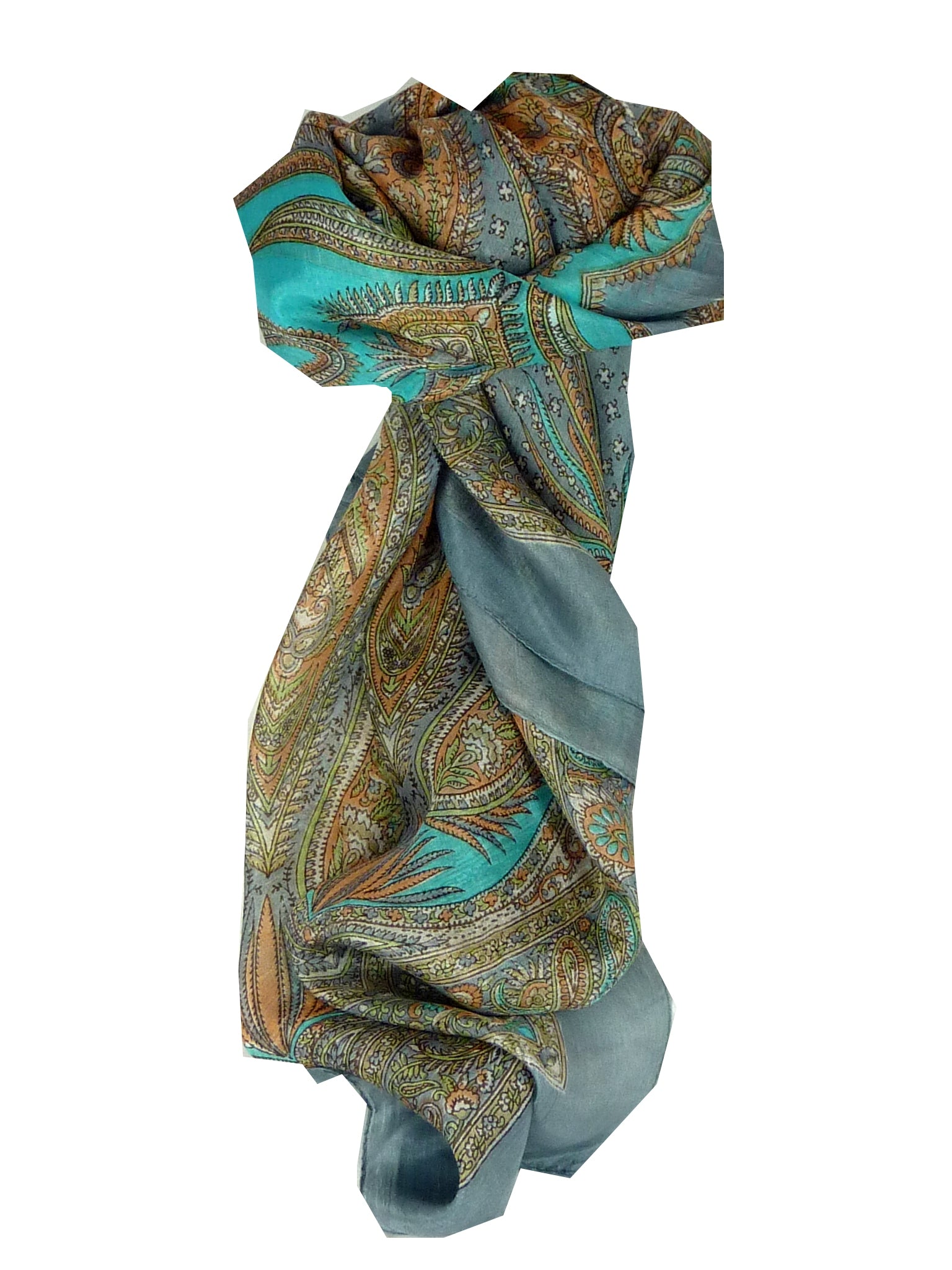 Mulberry Silk Classic Square Scarf Harisa Grey by Pashmina & Silk