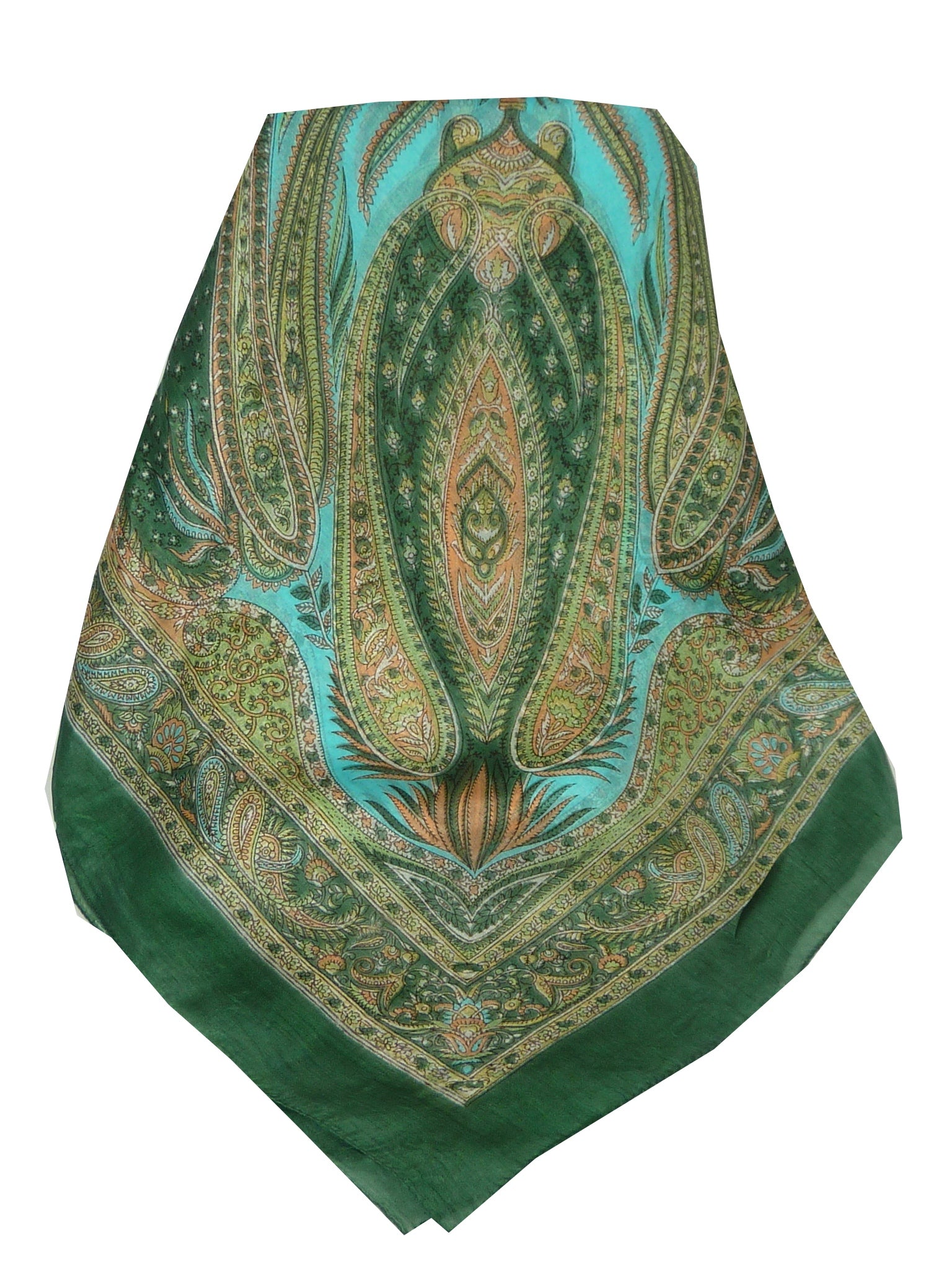Mulberry Silk Classic Square Scarf Harisa Dark Green by Pashmina & Silk