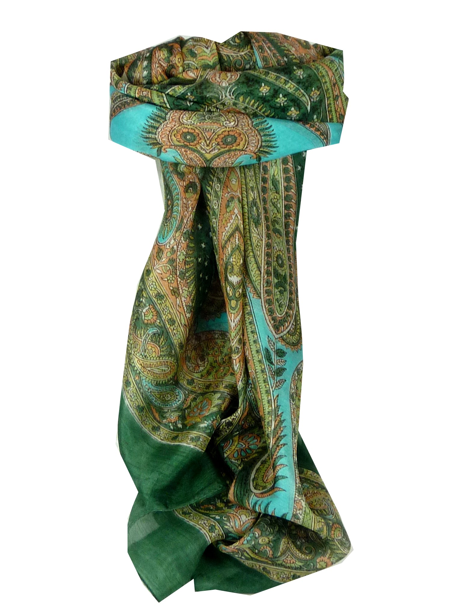 Mulberry Silk Classic Square Scarf Harisa Dark Green by Pashmina & Silk