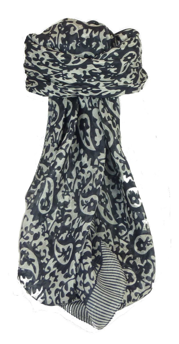 Mulberry Silk Classic Square Scarf Amba Black & White by Pashmina & Silk