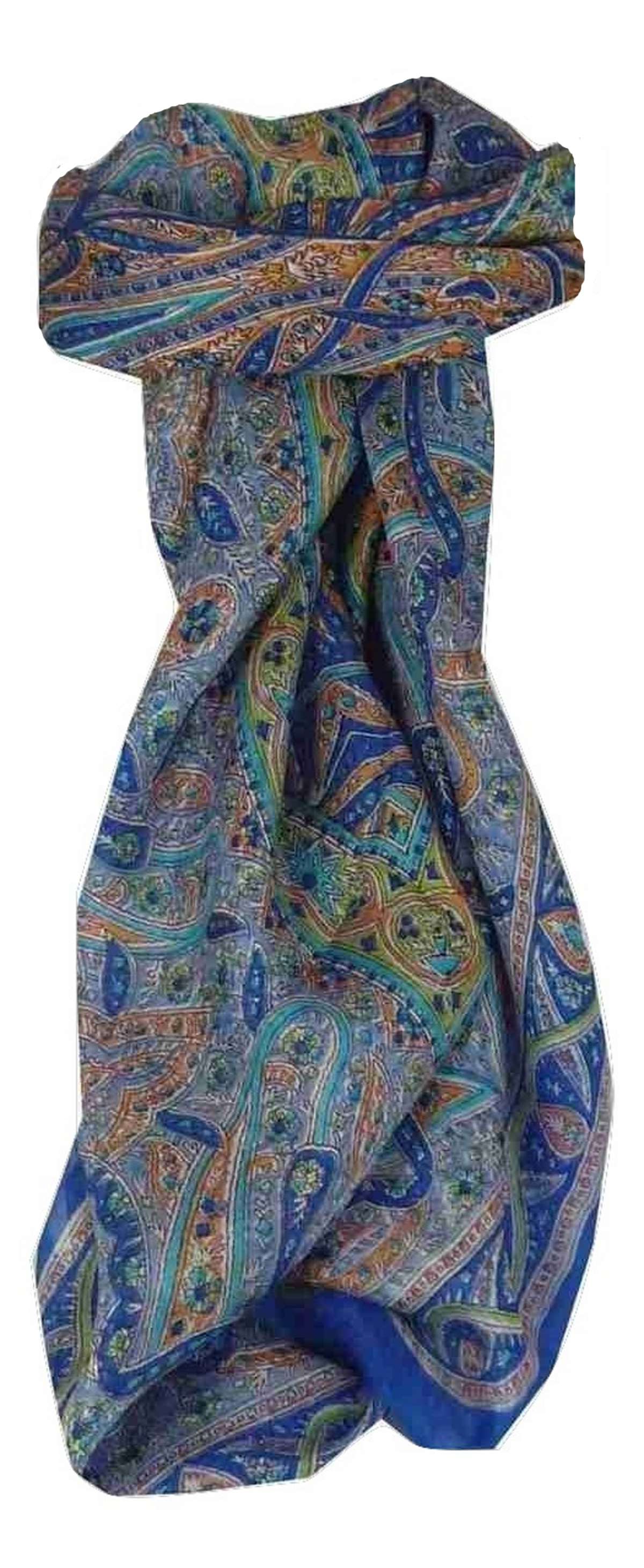 Echarpe Traditional Soie de Mûrier Yamuna Blue de Pashmina & Silk 