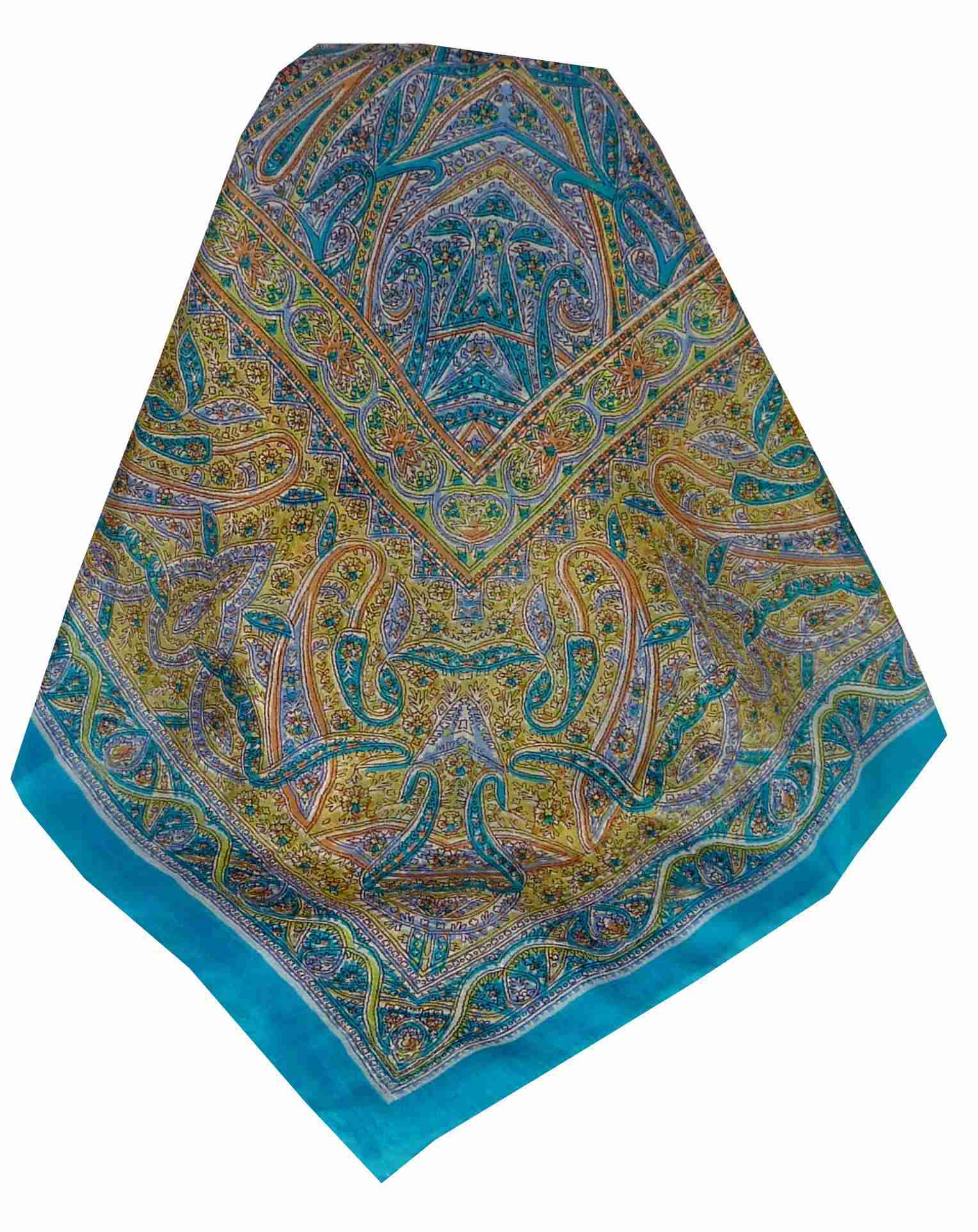 Echarpe Traditional Soie de Mûrier Yamuna Aquamarine de Pashmina & Silk 