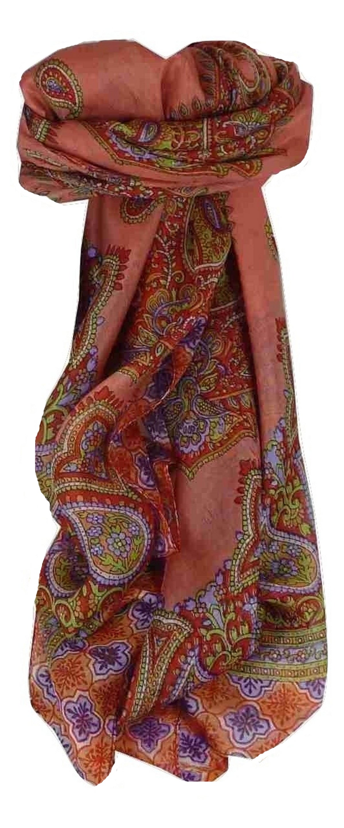 Tradizionale Sciarpa Quadrata di Seta Vashti Rose di Pashmina & Silk