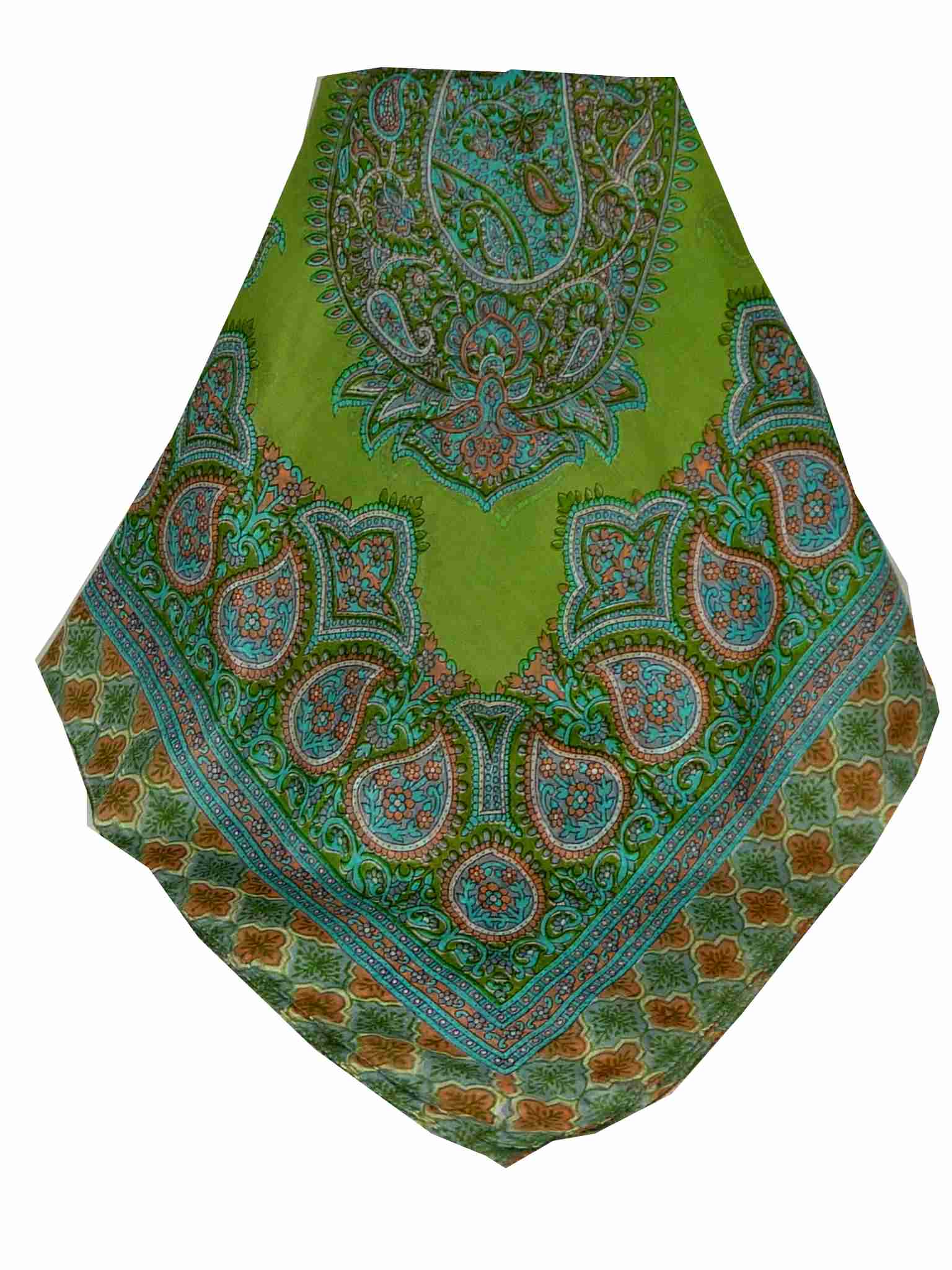 Tradizionale Sciarpa Quadrata di Seta Vashti Citron Vert di Pashmina & Silk