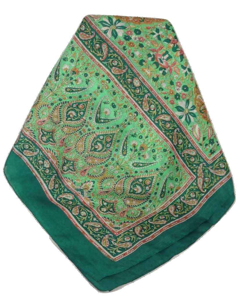 Classic Paisley Long Scarf Mulberry Silk Sehgal Teal by Pashmina & Silk