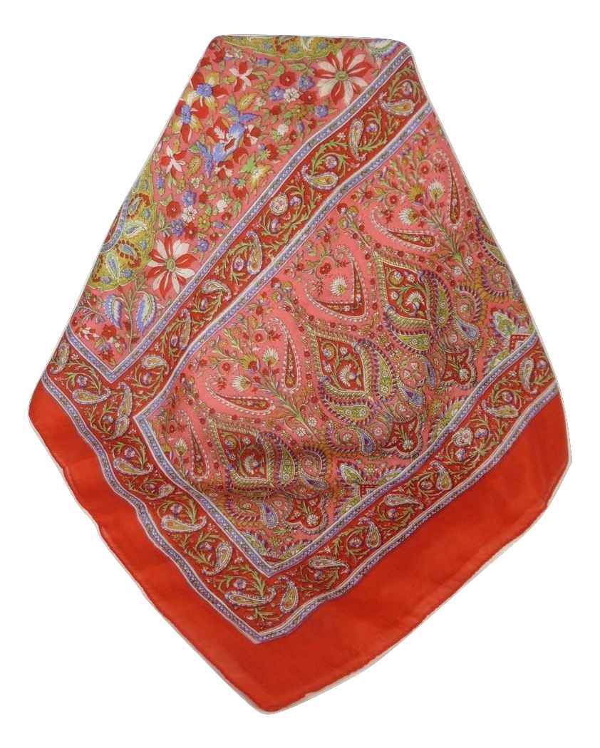 Classic Paisley Long Scarf Mulberry Silk Sehgal Scarlet by Pashmina & Silk