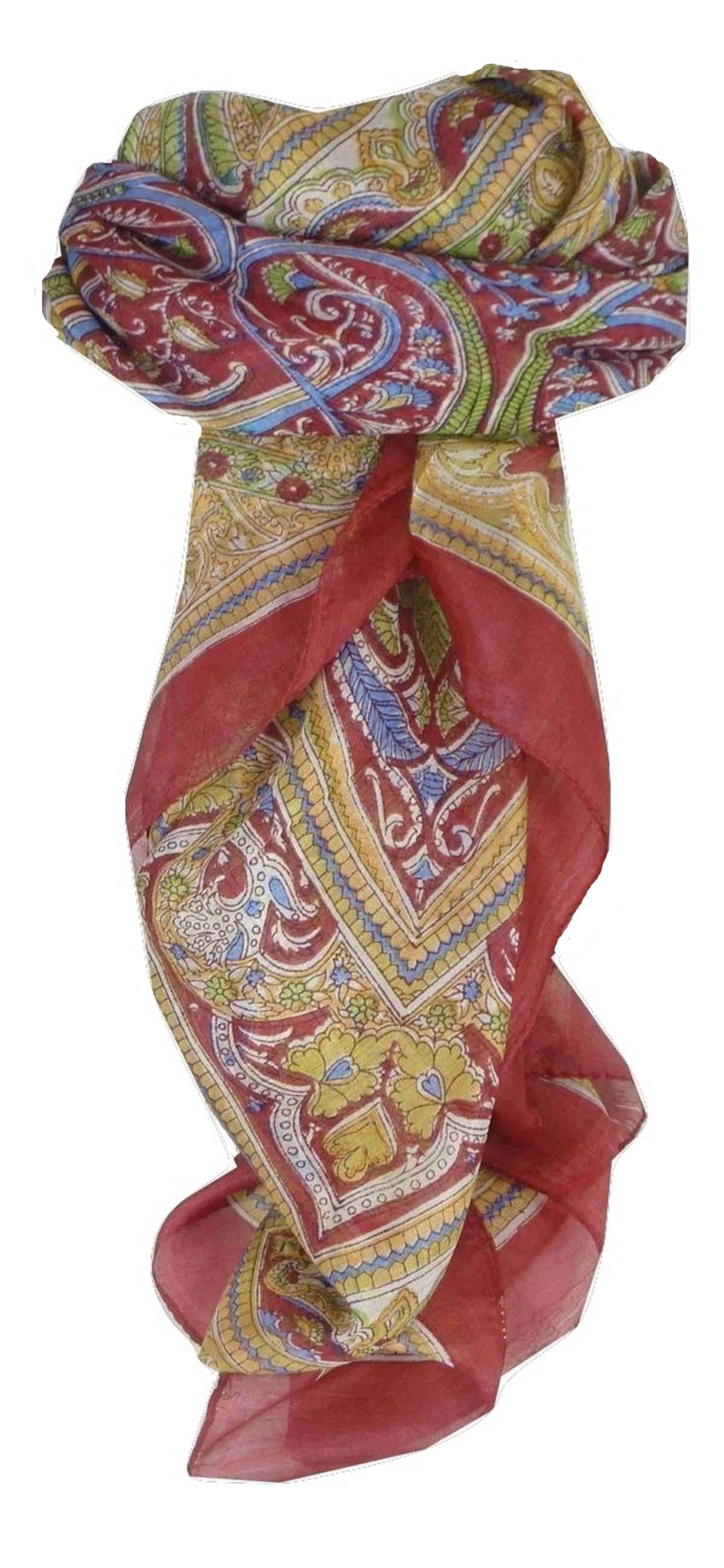 Mulberry Silk Traditional Square Scarf Gandak Carnation by Pashmina & Silk