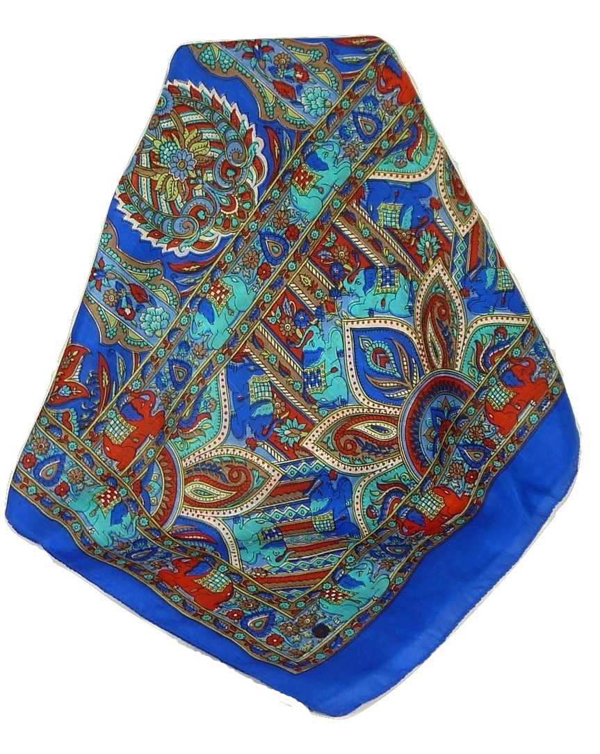 Classic Paisley Long Scarf Mulberry Silk Dara French Blue by Pashmina & Silk