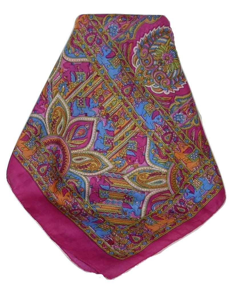 Classic Paisley Long Scarf Mulberry Silk Dara Carnation by Pashmina & Silk