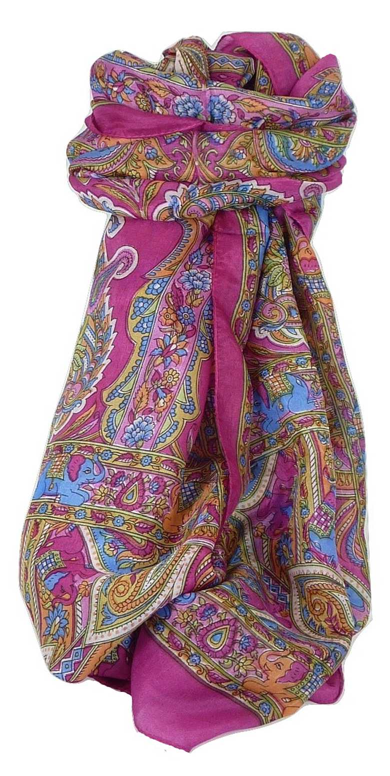 Classic Paisley Long Scarf Mulberry Silk Dara Carnation by Pashmina & Silk