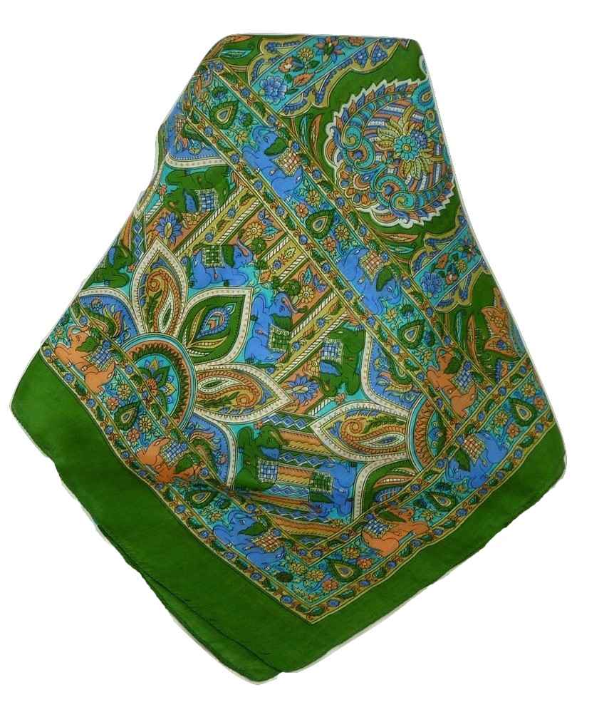 Classic Paisley Long Scarf Mulberry Silk Dara Mint by Pashmina & Silk