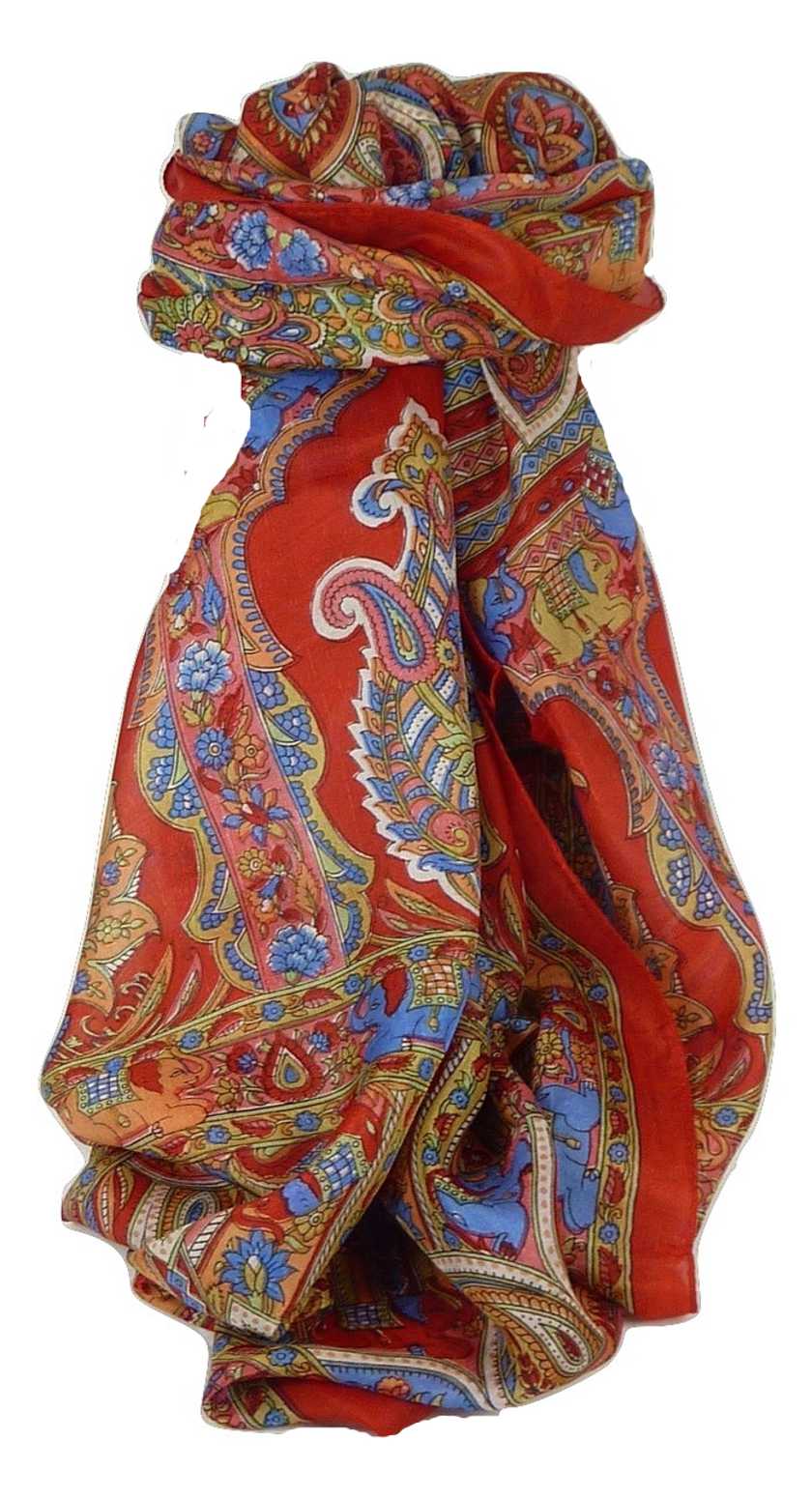 Classic Paisley Long Scarf Mulberry Silk Dara Scarlet by Pashmina & Silk