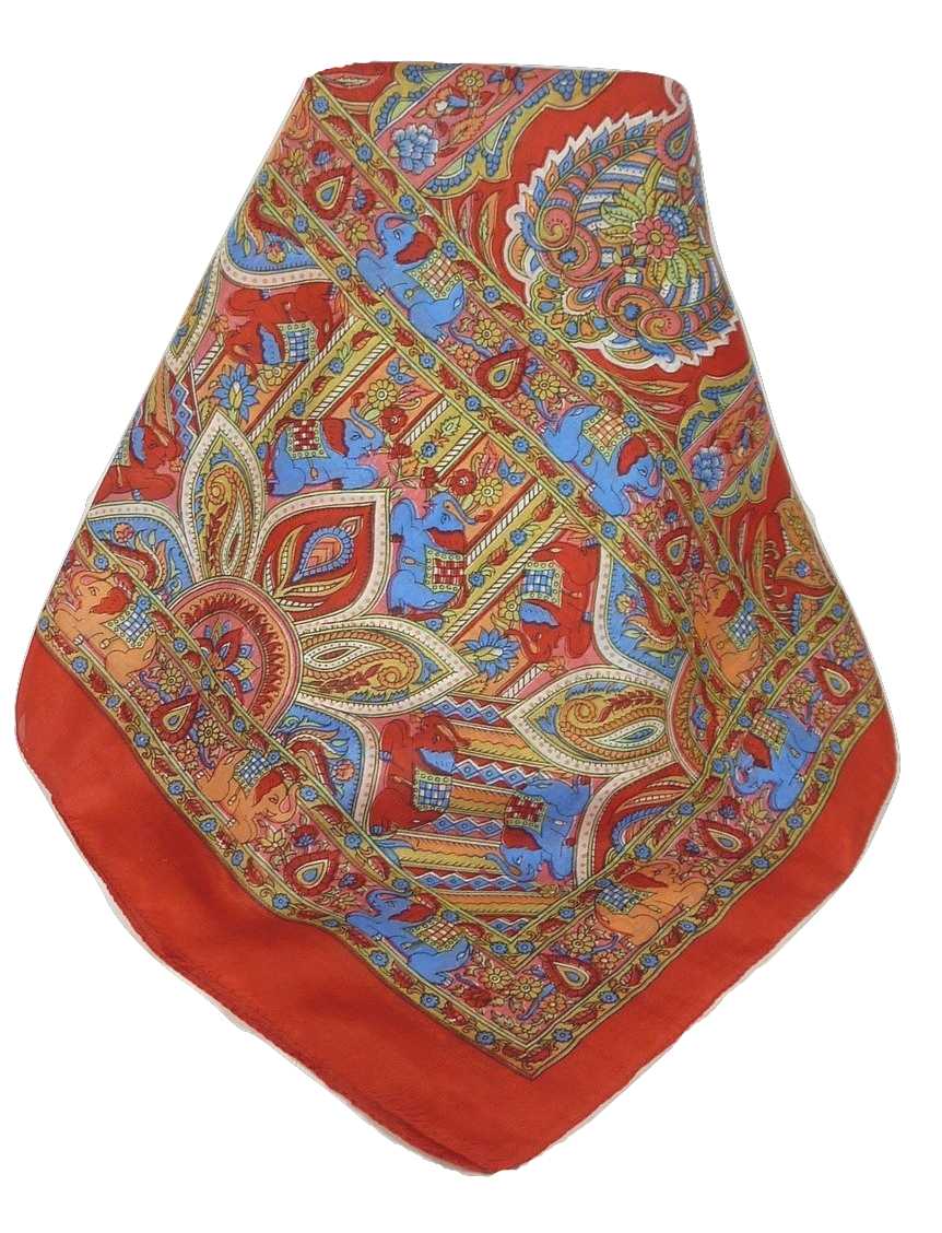 Classic Paisley Long Scarf Mulberry Silk Dara Scarlet by Pashmina & Silk