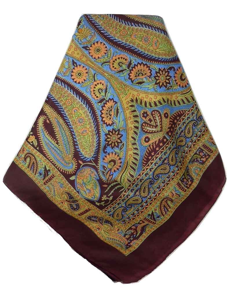 Classic Paisley Long Scarf Mulberry Silk Charan Hibiscus by Pashmina & Silk