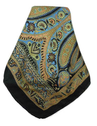 Classic Paisley Long Scarf Mulberry Silk Charan Jet by Pashmina & Silk