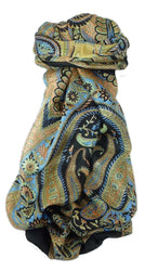 Classic Paisley Long Scarf Mulberry Silk Charan Jet by Pashmina & Silk