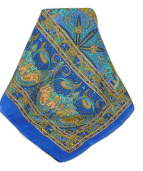 Classic Paisley Long Scarf Mulberry Silk Anya French Blue by Pashmina & Silk